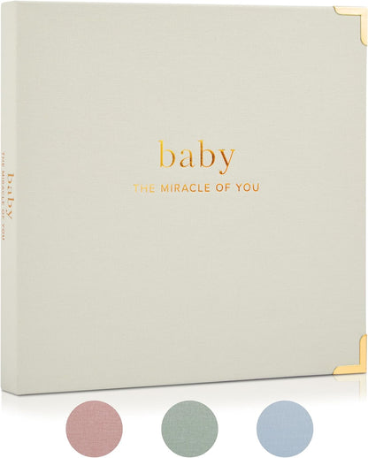 Keepsake Baby Memory Book for Boys and Girls – Timeless First 5 Year Baby Book – Gender Neutral Blue Baby Journal Scrapbook or Photo Album - a Milestone Book to Record Every Event from Birth to Age 5