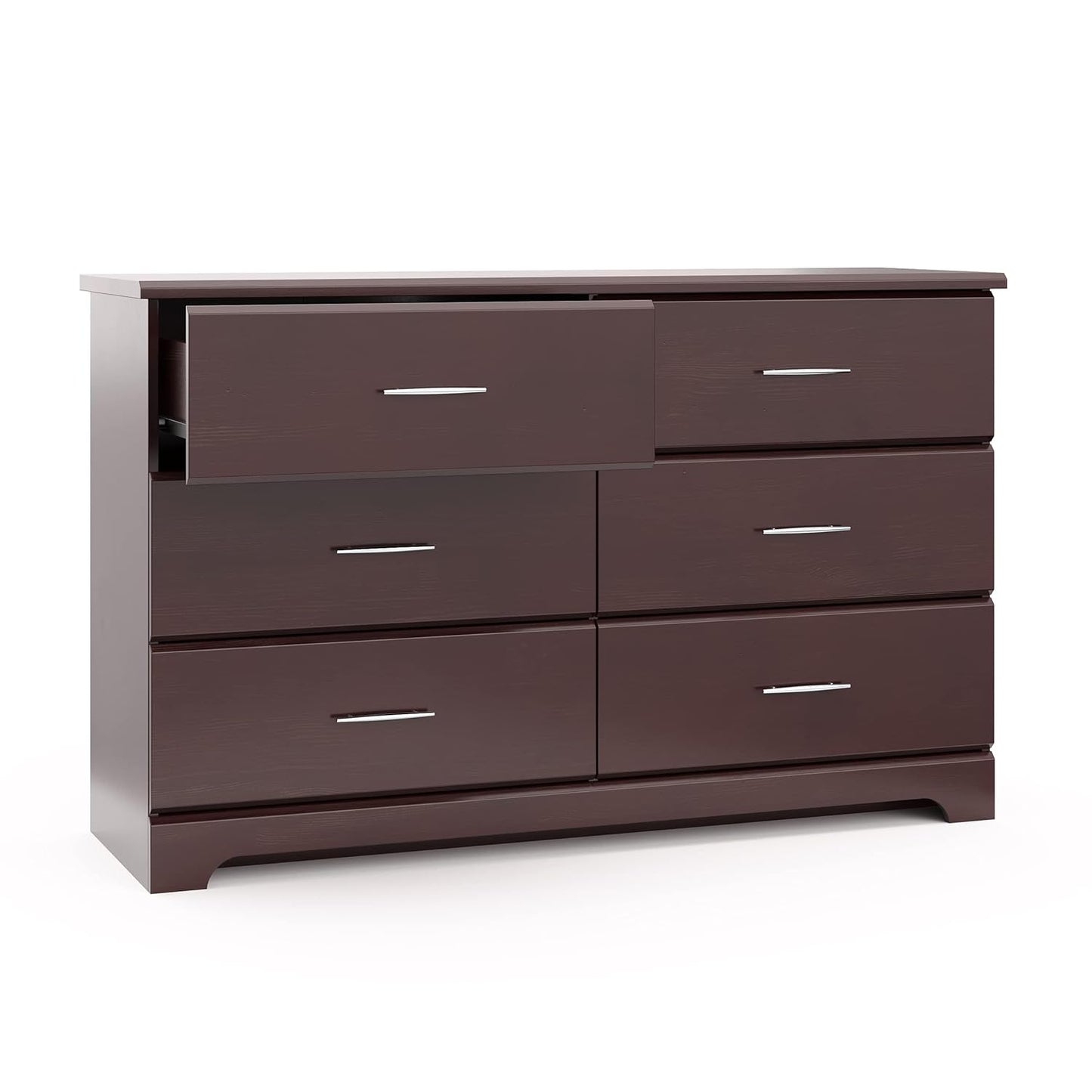 Storkcraft Brookside 6 Drawer Double Dresser (Espresso) – GREENGUARD Gold Certified, Dresser for Nursery, 6 Drawer Dresser, Kids Dresser, Nursery Dresser Drawer Organizer, Chest of Drawers