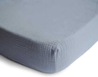 Mushie Mini Extra Soft Muslin Fitted Crib Sheet | 24"X 38" (Tradewinds)