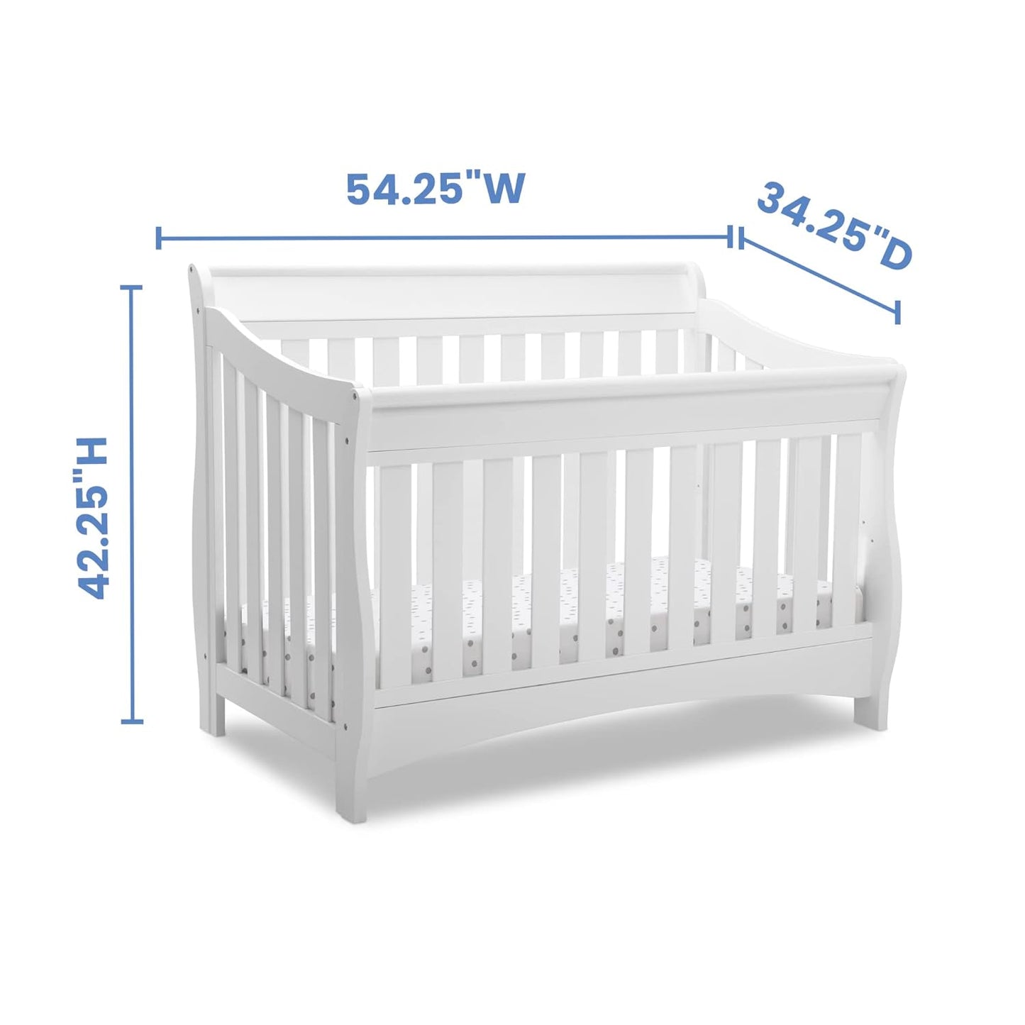 Delta Children Bentley S Series 4-In-1 Convertible Baby Crib, White