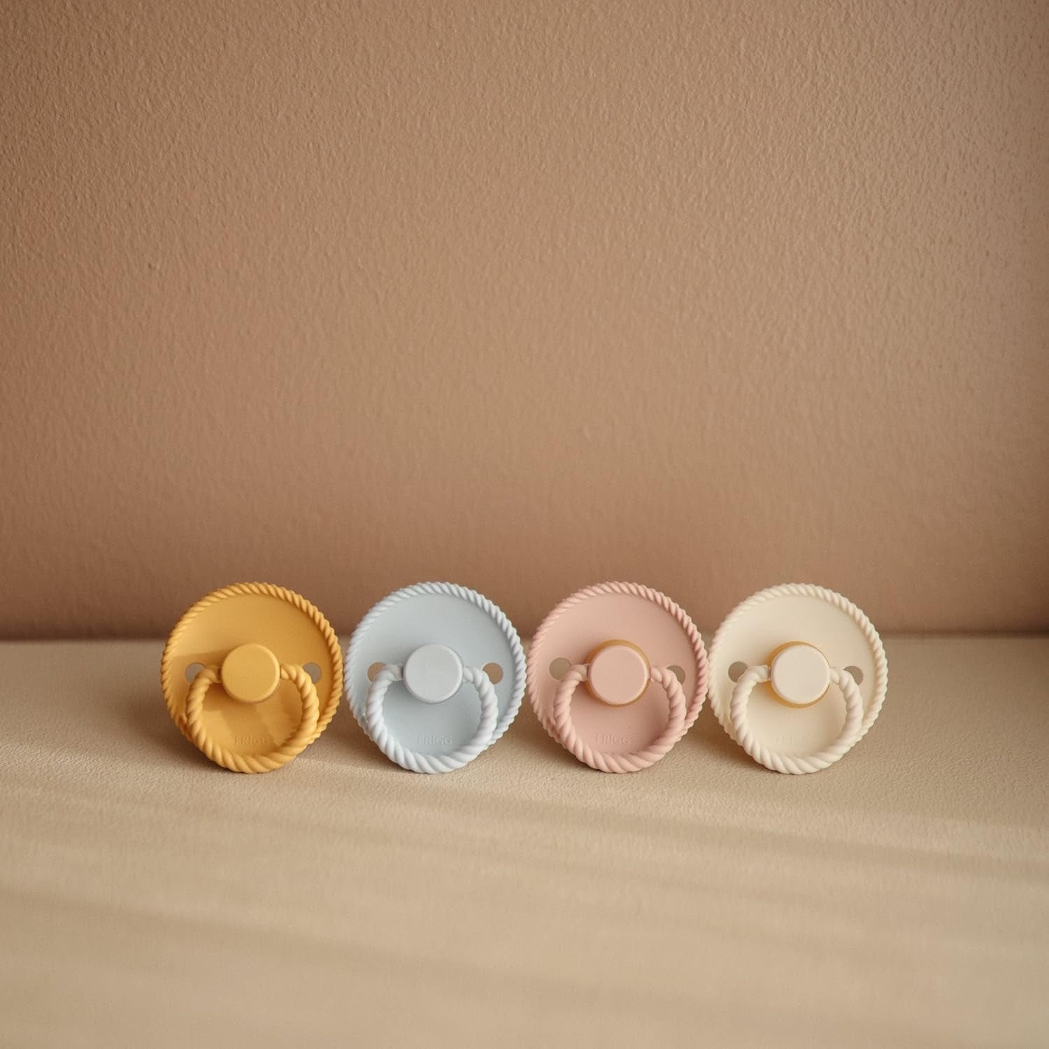 FRIGG Rope Natural Rubber Baby Pacifier | Made in Denmark | Bpa-Free (Sage/Croissant, 0-6 Months)