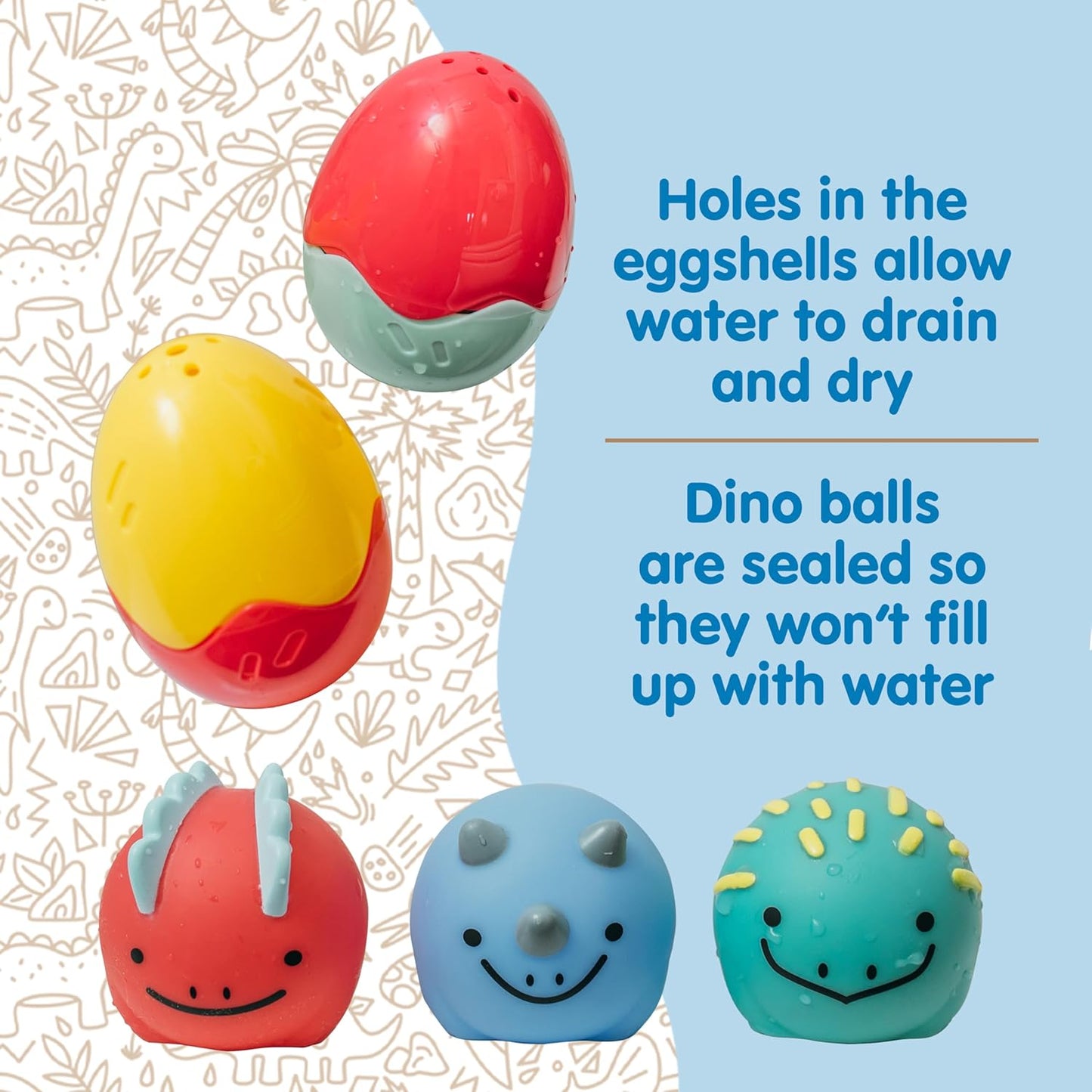 Dr. Brown’S Cleanup Float & Hatch Dino Eggs, Multi-Use Interactive Bath and Pool Toy for Toddlers, 6M+, BPA Free