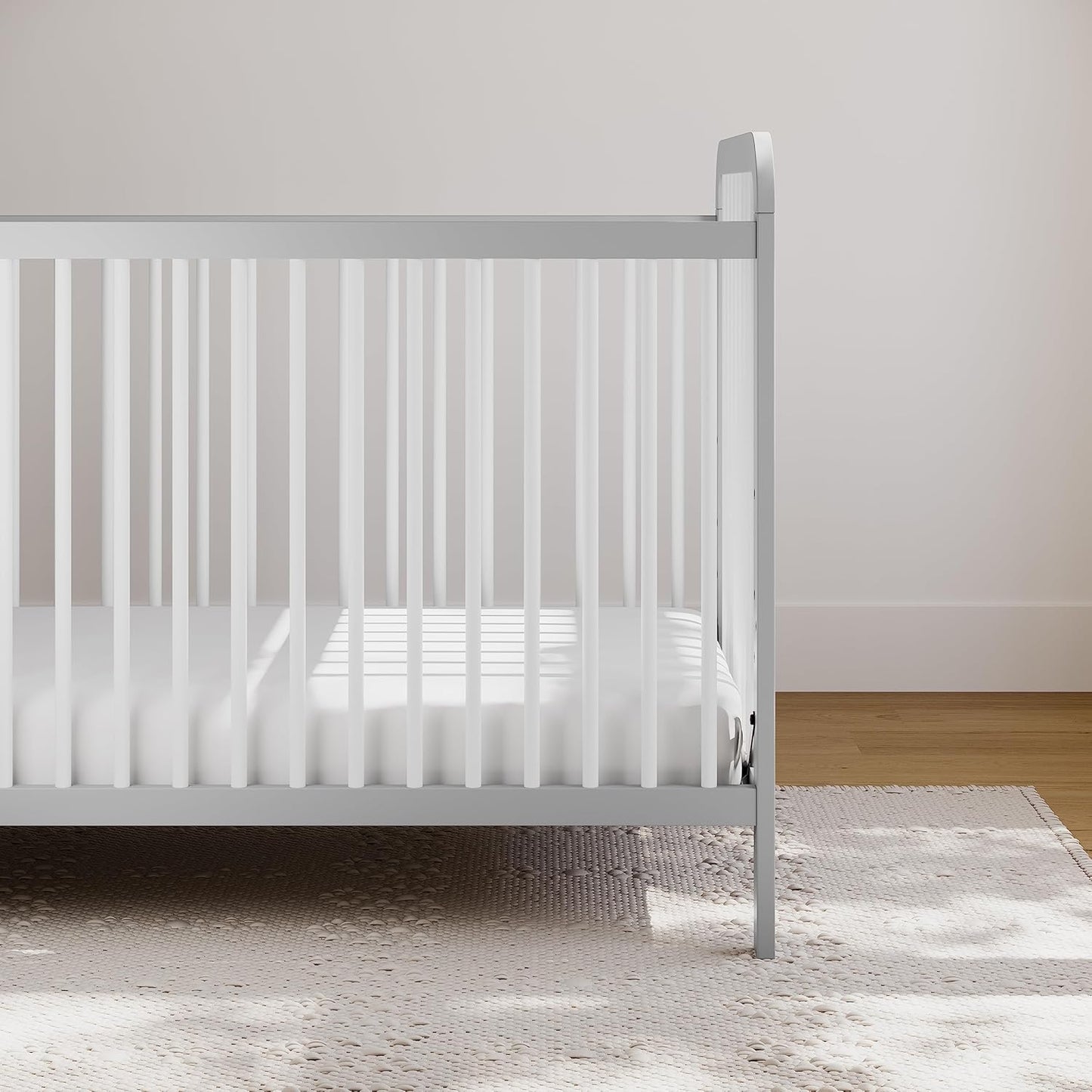 Storkcraft Pasadena 3-In-1 Convertible Crib (Pebble Gray/White) – GREENGUARD Gold Certified, Converts to Daybed and Toddler Bed, Fits Standard Full-Size Crib Mattress, Adjustable Mattress Height