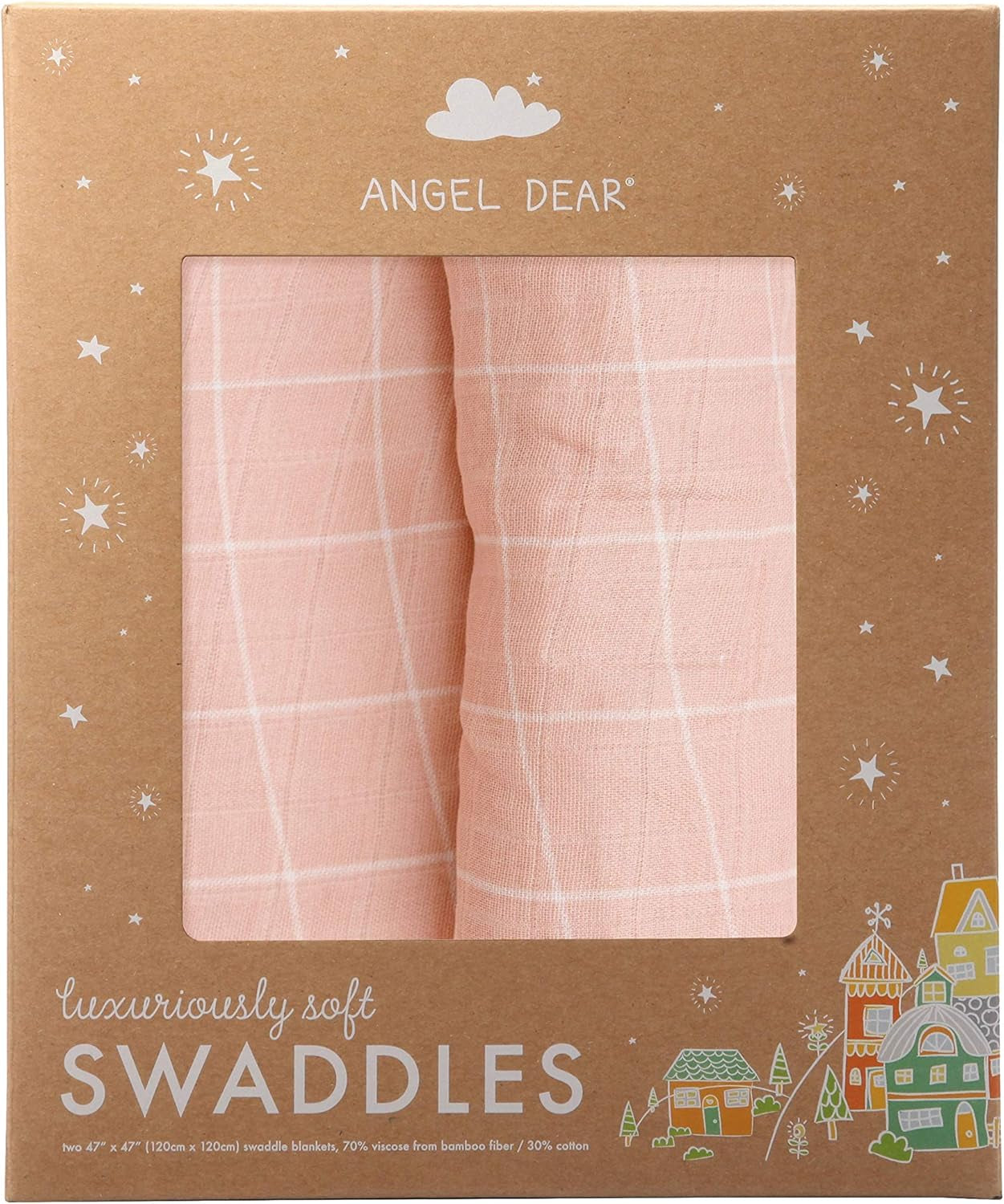 Angel Dear off the Grid Swaddle Blanket Pink 2 Pack