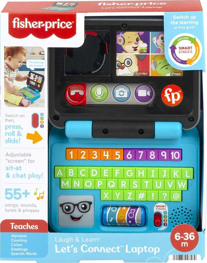 Fisher-Price Baby & Toddler Toy Laugh & Learn Let’S Connect Laptop Pretend Computer with Smart Stages for Infants Ages 6+ Months​