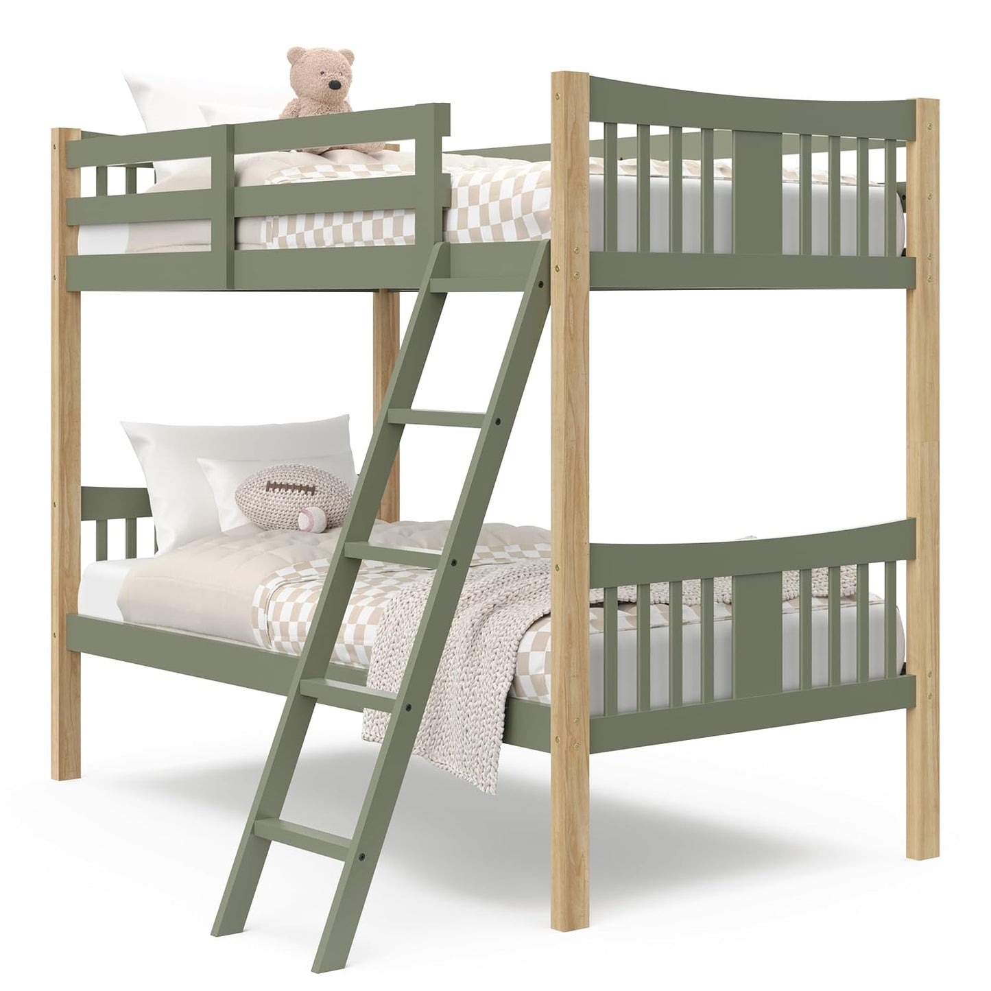 Storkcraft Caribou Twin-Over-Twin Bunk Bed (Navy) – GREENGUARD Gold Certified, Converts to 2 Individual Twin Beds