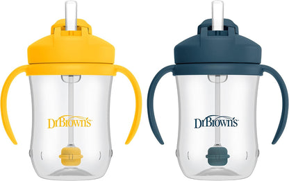 Dr. Brown'S Milestones Baby'S First Straw Cup, Training Cup with Weighted Straw, 9Oz/270Ml, Dark Blue, BPA Free, 6M+