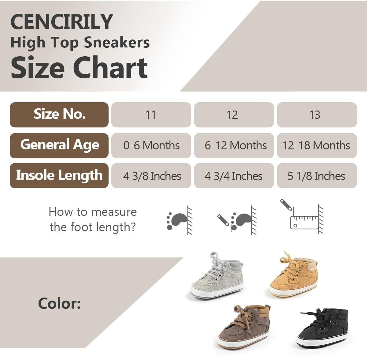 CENCIRILY Baby Boys Girls High Top Sneakers Soft Soles anti Skid Infant Ankle Shoes Toddler Prewalker First Walking Crib Shoes