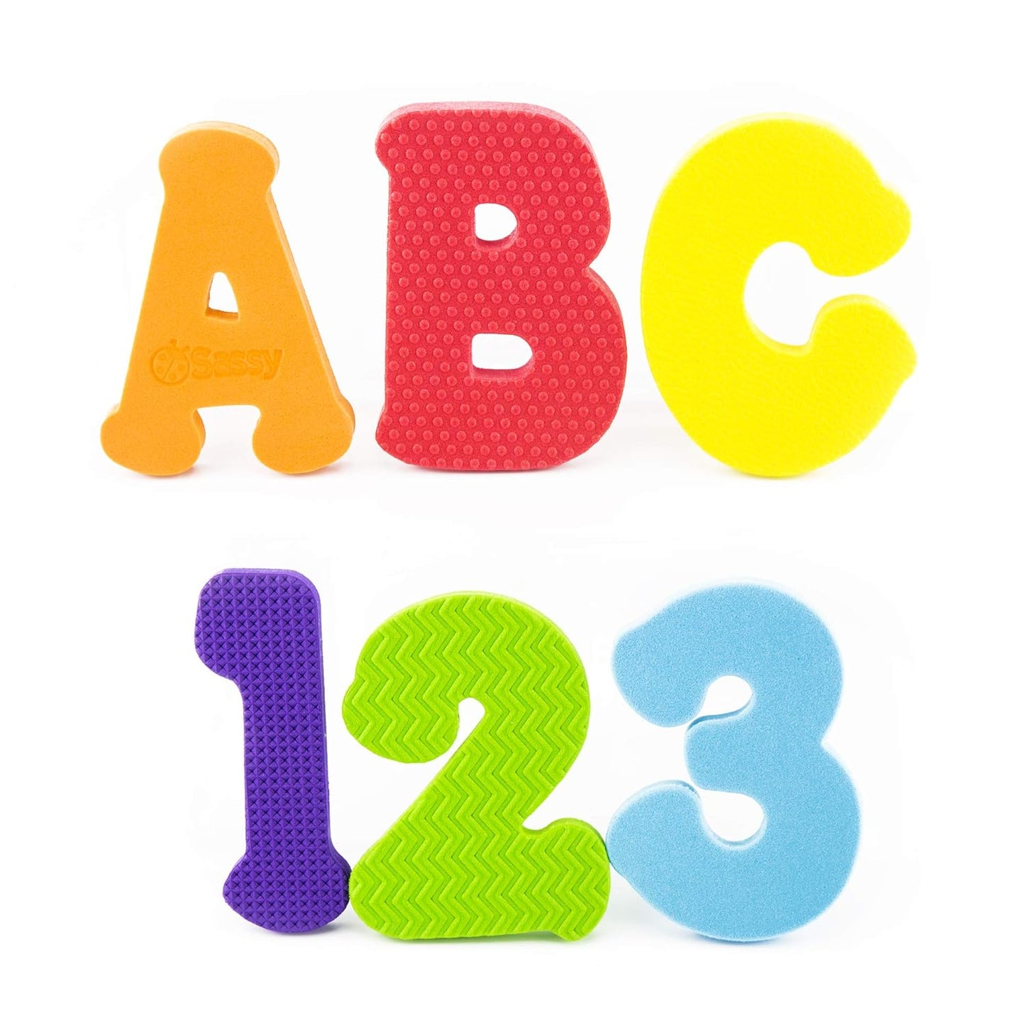 Sassy Count N Spell Bath Appliques – 3+ Years - 36 Piece Set Includes 26 Floating Letters A-Z, 10 Numbers 0-9, Made of Soft, Durable, Non-Toxic Foam