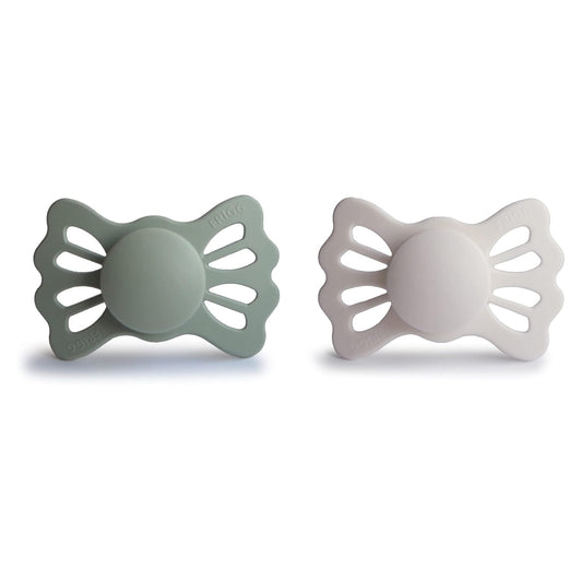 FRIGG Lucky Symmetrical Silkysoft Silicone Baby Pacifier | Made in Denmark | Bpa-Free (Sage/Silver Gray, 6-18 Months)