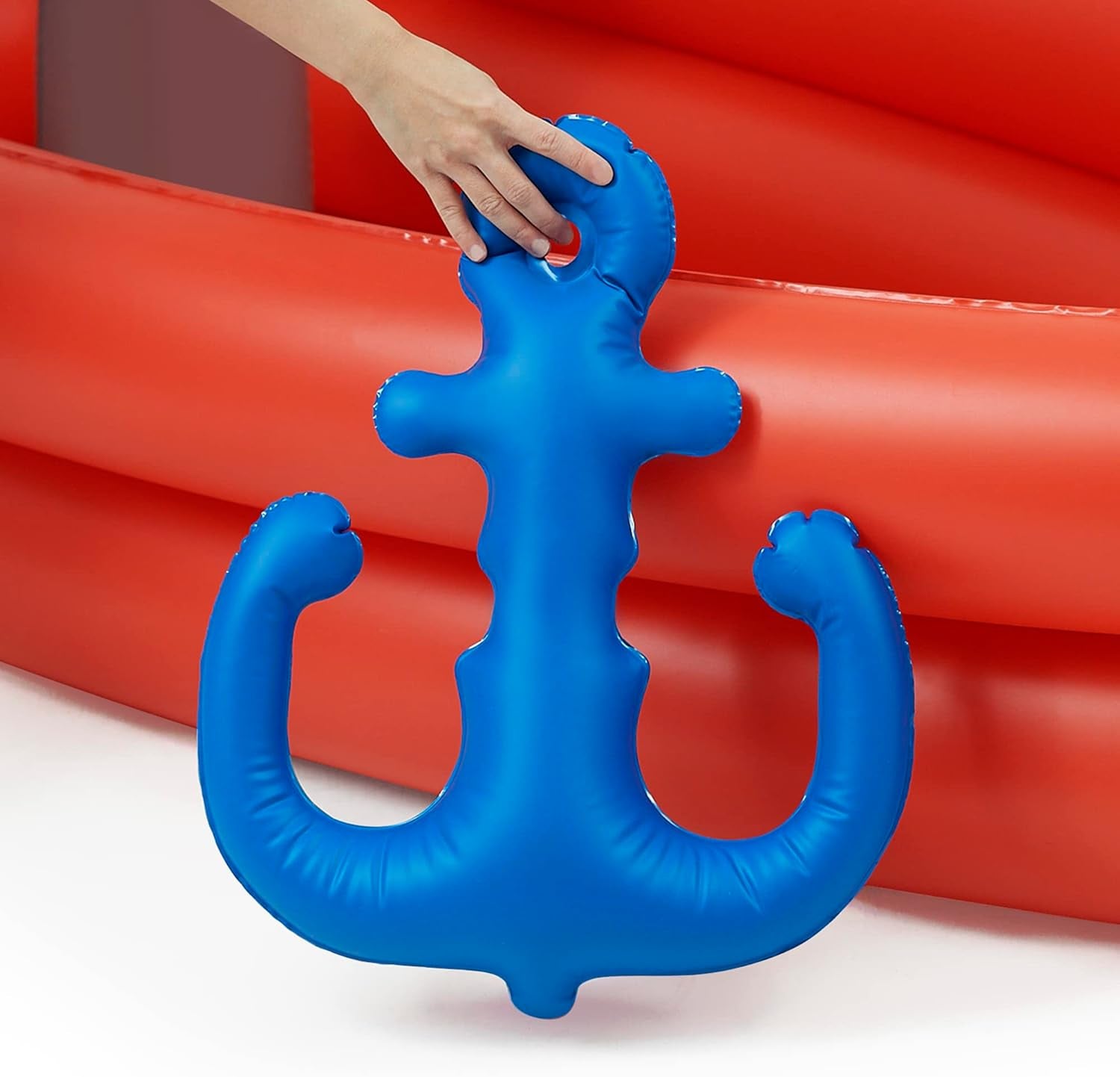 Teamson Kids Water Pool Pirate Ship Inflatable Kids Sprinkler with Air Pump, Beach Balls, & Accessories, Inflatable Outdoor Play Sprinkler System, Red