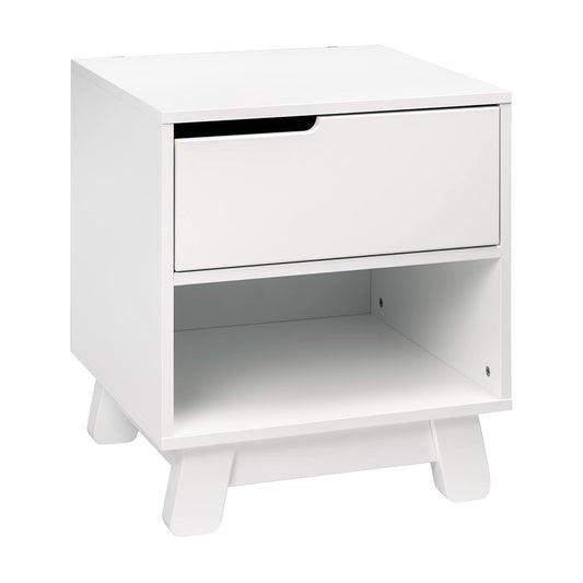 Babyletto Hudson Nightstand with USB Port in White, 1 Drawer and Storage Cubby