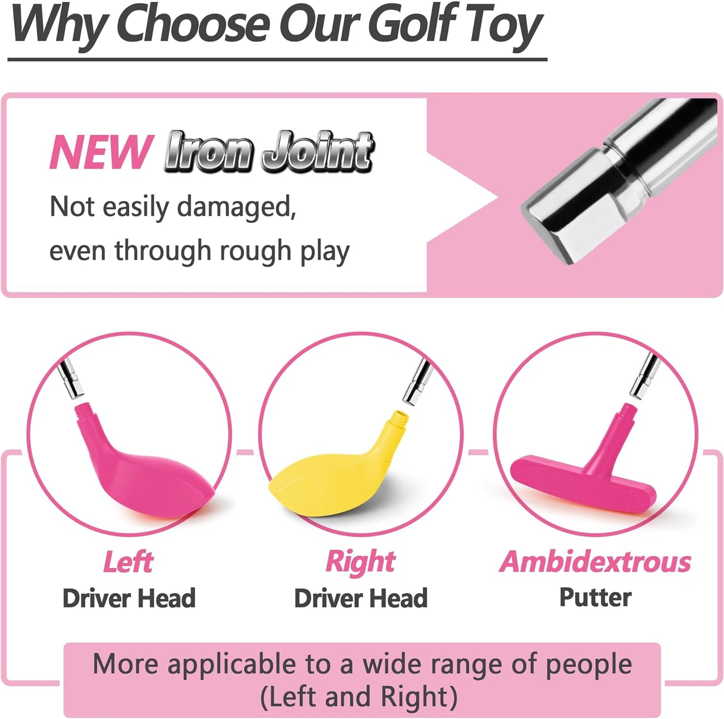 Iplay, Ilearn Girl Golf Toys Set for 3 4 Year Olds, Toddler Outdoor Sport Gift, Kids Pink outside Playset W/Left Right Club Head 15 Balls Unicorn Sticker, Active Birthday Gifts for Age 5 6 7 8 Child