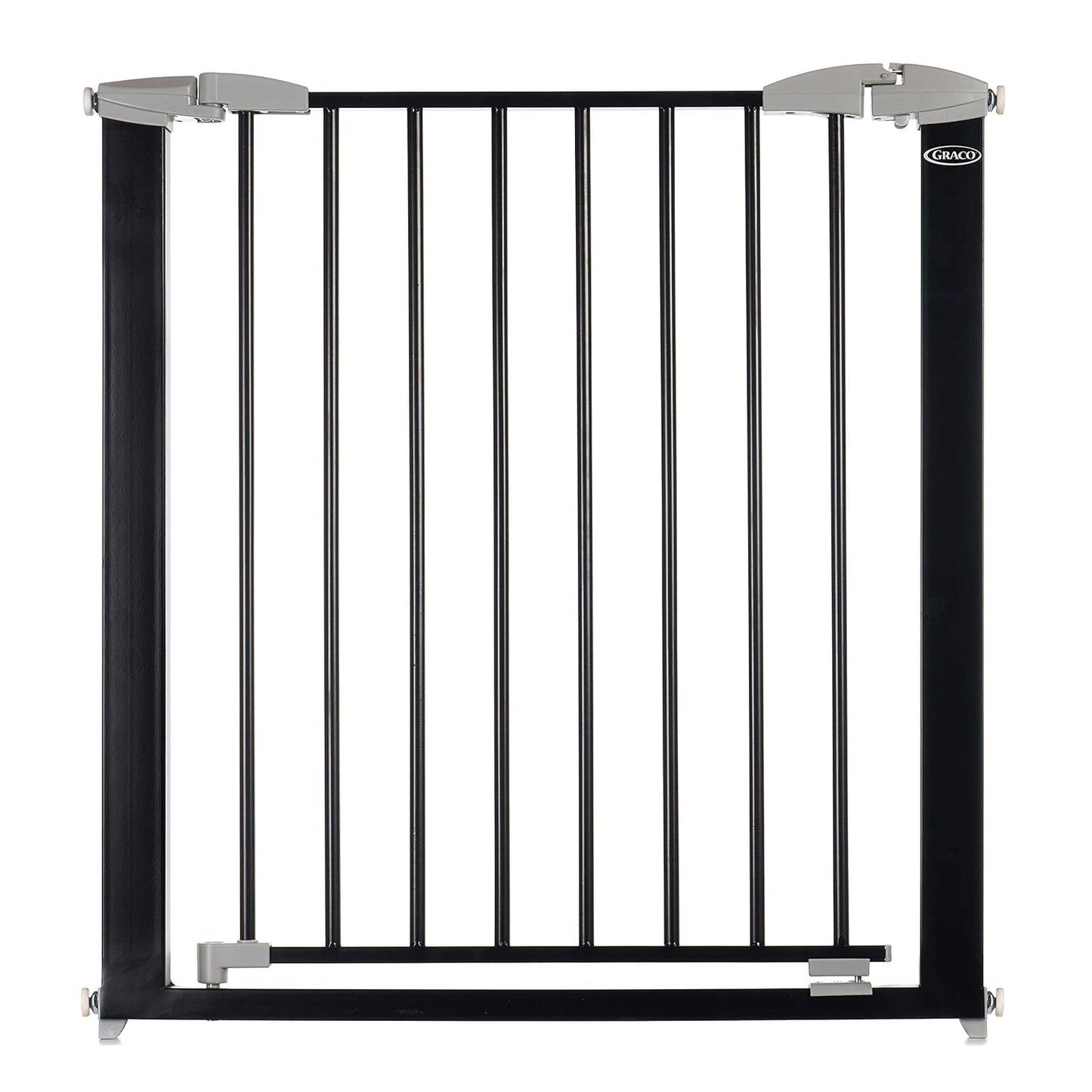 Graco Safe N' Secure Walk-Through Metal Safety Gate (Black) - Expands from 28.75-42 Inches, 30 Inches Tall, Includes 3 Extensions, Pressure Mounted Walk Thru Baby Gate, Perfect for Children and Pets