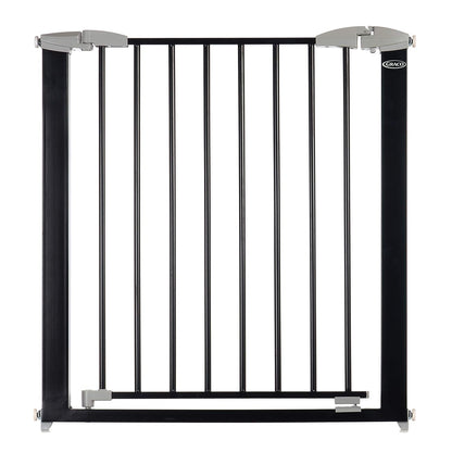 Graco Safe N' Secure Walk-Through Metal Safety Gate (Black) - Expands from 28.75-42 Inches, 30 Inches Tall, Includes 3 Extensions, Pressure Mounted Walk Thru Baby Gate, Perfect for Children and Pets