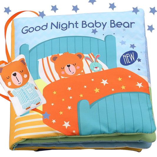 Teddy Soft Baby Book Activity Quiet Cloth Books Developmental Toys,Interactive Baby Books for Babies Toddlers Infants Kids,Baby Boy Girls Machine Washable Toys Fabric Soft Book Goodnight Gift Box