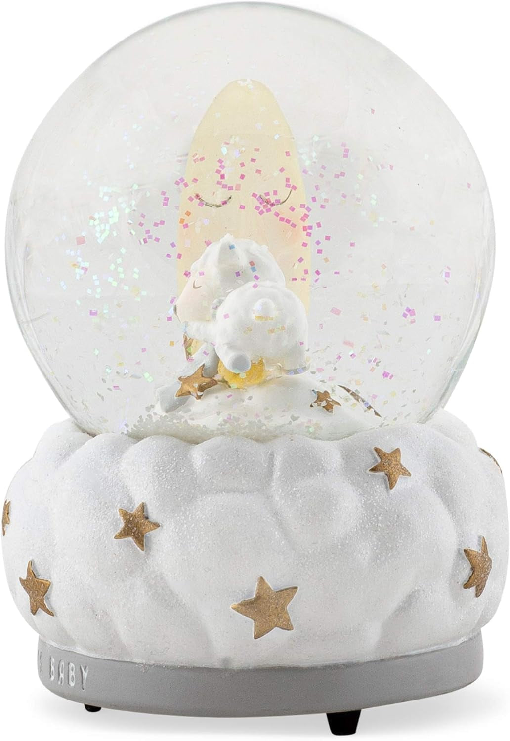 Lamb and Moon Bless Musical Snow Globe Plays Tune Twinkle Twinkle Little Star