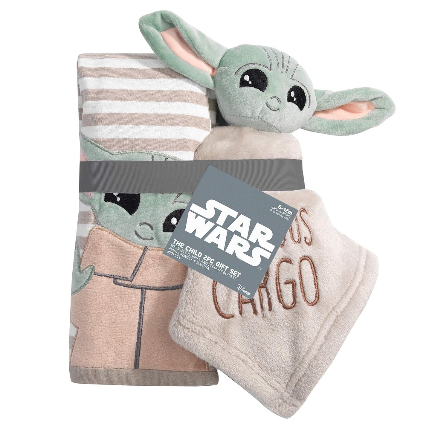 Lambs & Ivy Star Wars Mandalorian Baby Yoda Wearable Blanket/Lovey Gift Set 2Pc