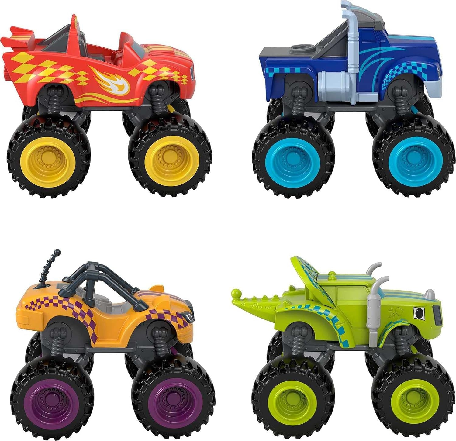 Fisher-Price Blaze and the Monster Machines Diecast Toys, Racers 4 Pack of Push-Along Metal Vehicles for Pretend Play Preschool Kids Ages 3+ Years (Amazon Exclusive)