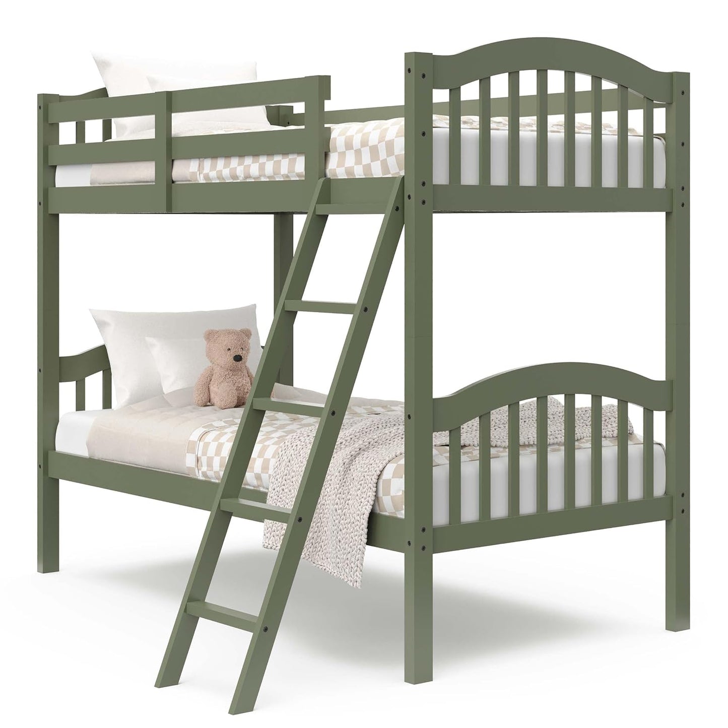 Storkcraft Long Horn Twin-Over-Twin Bunk Bed (White) - GREENGUARD Gold Certified, Converts to 2 Individual Twin Beds