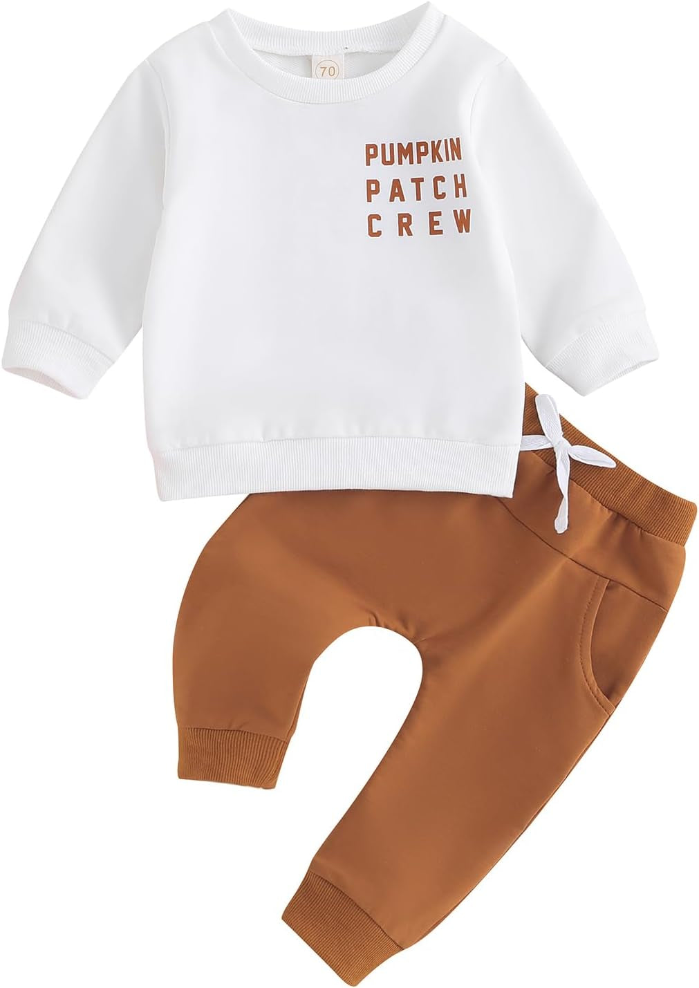 Adobabirl Toddler Baby Halloween Outfit Boy Girl Pumpkin Patch Crew Sweatshirt and Pants Set Halloween Fall Baby Clothes