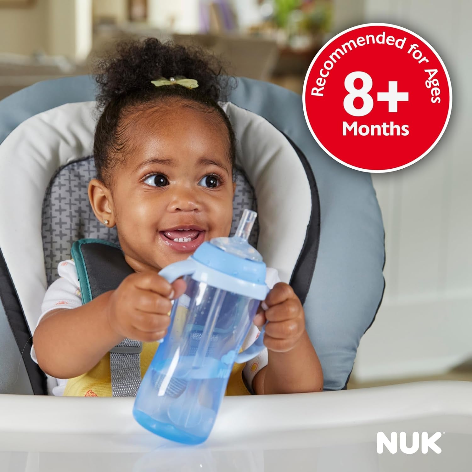 NUK Learner Straw Cup, 10Oz - Toddler Cup with Soft Straw for Easy Drinking, Suitable for Ages 8 Months and Up