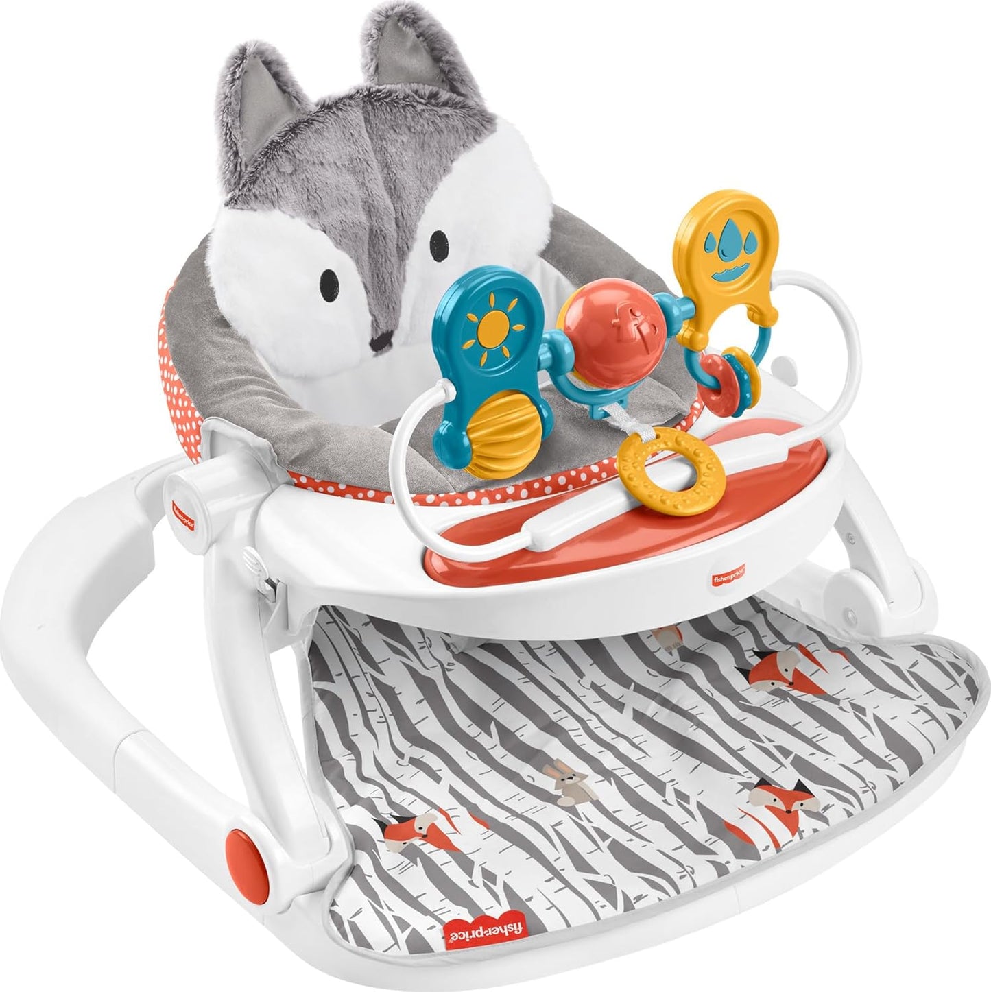 Fisher-Price Portable Baby Chair Deluxe Sit-Me-Up Floor Seat with Snack Tray and Toy Bar, Rainbow Sprinkles