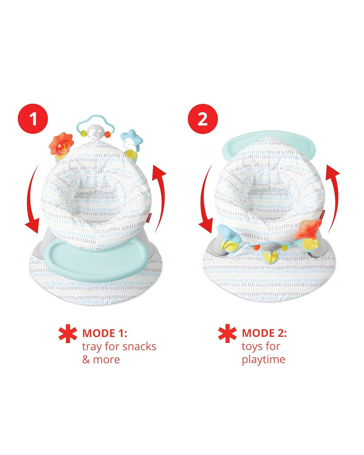 Skip Hop 2-In-1 Sit-Up Activity Baby Chair, Silver Lining Cloud