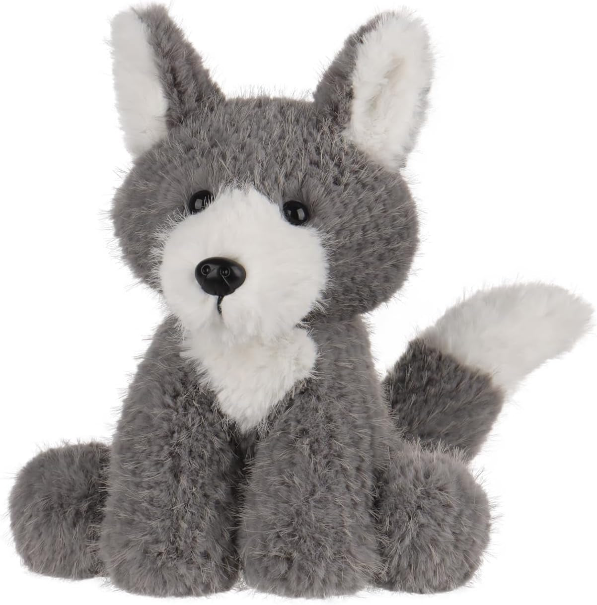 Apricot Lamb Curious Wolf Plush Stuffed Animals for Kids, Soft Cute Plush Toys for Baby Girl and Boy, Fluffy Curious Wolf Grey 7.5 Inches