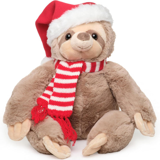 Bearington Santa Sloth Plush, 16 Inch, Christmas Stuffed Animal