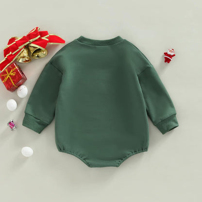 My First Christmas Outfit Baby Girl Boy Letter Bubble Romper Oversized Onesie Sweatshirt Fall Winter Clothes