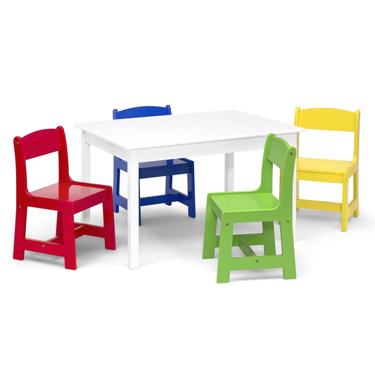 Delta Children Mysize Table with 4 Chairs, Bianca White/Primary