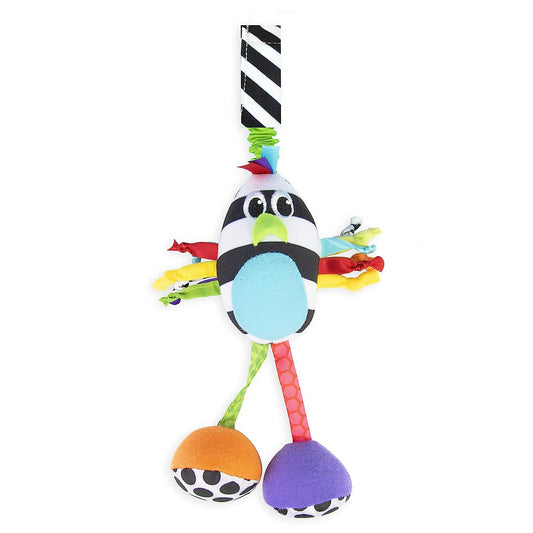 Sassy Boppin’ Birdie | Developmental Plush Toy for Early Learning | High Contrast | Attaches to Baby Gear for Travel | for Ages Newborn and up (80660)