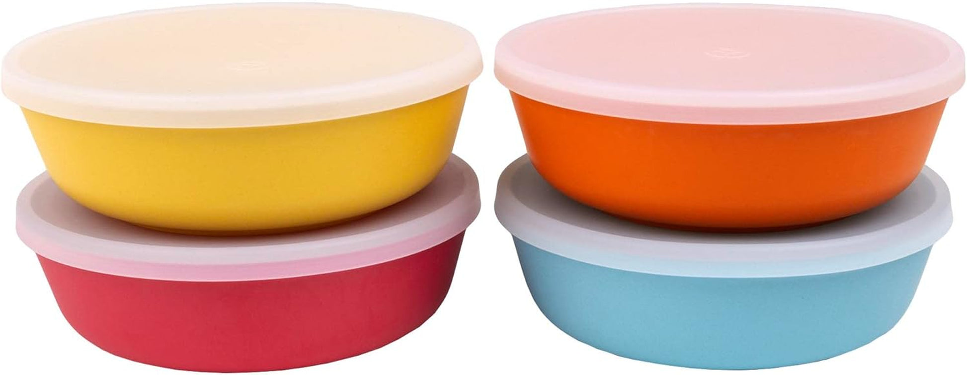 Weesprout Bamboo Kids Bowls, Set of Four 10 Oz Kid-Sized Bamboo Bowls, Dishwasher Safe Kid Bowls (Pink, Green, Gray, & Beige)