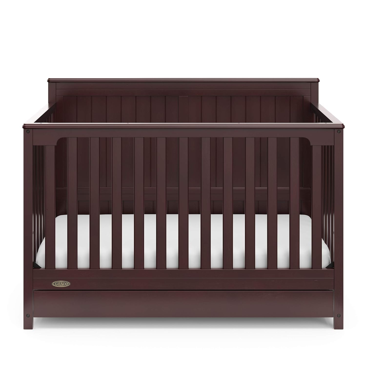 Graco Hadley 5-In-1 Convertible Crib with Drawer (Espresso) – Crib with Drawer Combo, Includes Full-Size Nursery Storage Drawer, Converts from Baby Crib to Toddler Bed, Daybed and Full-Size Bed