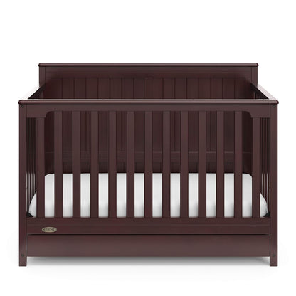 Graco Hadley 5-In-1 Convertible Crib with Drawer (Espresso) – Crib with Drawer Combo, Includes Full-Size Nursery Storage Drawer, Converts from Baby Crib to Toddler Bed, Daybed and Full-Size Bed