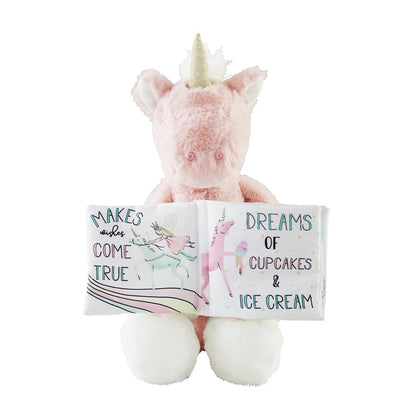 Mud Pie Children'S Ivory Plush Unicorn with Book, Pink