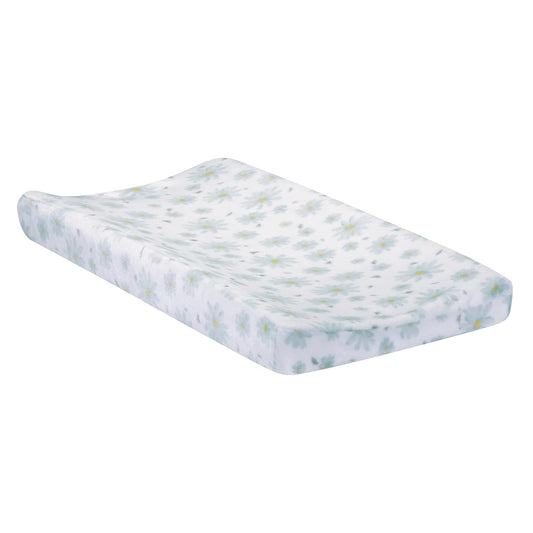 Lambs & Ivy Sweet Daisy White/Blue Flowers Changing Pad Cover