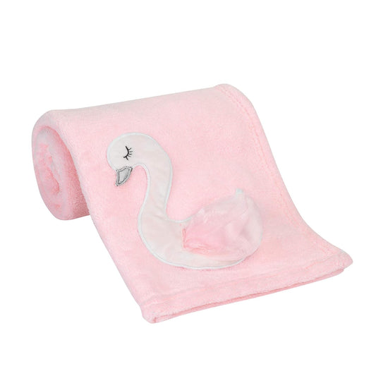 Bedtime Originals Blossom Pink/White Swan Coral Fleece Baby Blanket