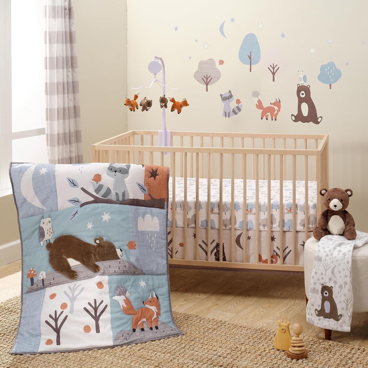 Bedtime Originals Sleepytime Bear Woodland 3-Pc Baby Nursery Crib Bedding Set