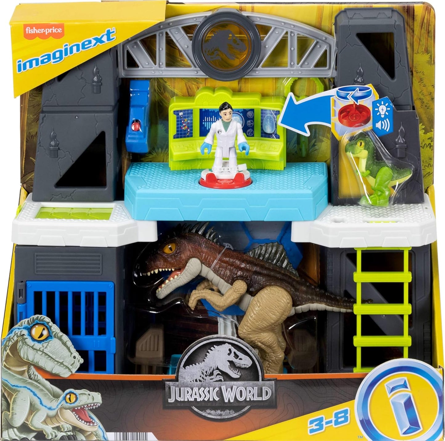 Fisher-Price Imaginext Jurassic World Dinosaur Toys Scan & Glow Dino Playset with Lights & Sounds for Kids Ages 3+ Years​