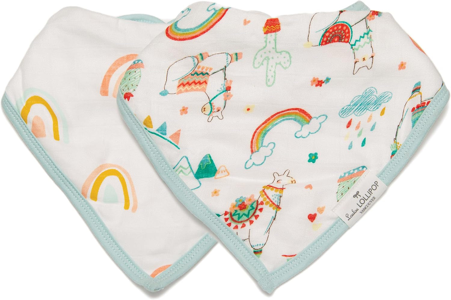 Loulou Lollipop Muslin Bandana Bib Drool Bib Set for Baby Girl and Boy, Adjustable 3 to 36 Months, 2 Pack