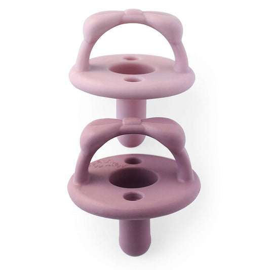 Itzy Ritzy Silicone Pacifiers for Newborn - Sweetie Soother Pacifiers Feature Collapsible Handle & Two Air Holes for Added Safety; for Ages Newborn and Up, Set of 2 in Orchid & Lilac