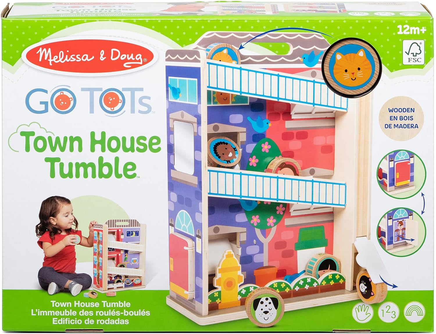 Melissa & Doug GO Tots Wooden Town House Tumble with 6 Disks - FSC Certified