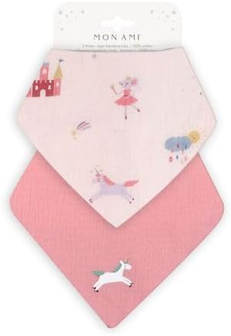 MON AMI Baby Bib Set – 2Pc Pack, Drool Bibs, Cotton Baby Bibs for Girl or Boy, Toddler Bibs for Drooling and Teething