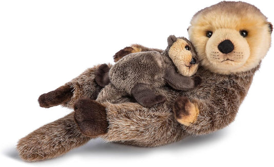 DEMDACO Momma Otter and Baby Brown and Tan 13 Inch Polyester Soft Plush Stuffed Animal