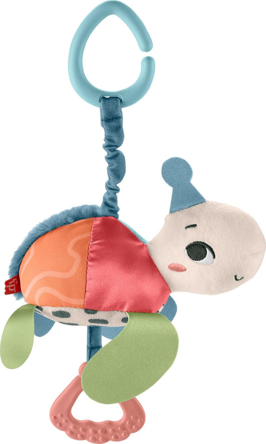 Fisher-Price Baby Stroller Toy Planet Friends Sea Me Bounce Turtle Plush with Teether, Motion & Sounds for Newborns Ages 0+ Months