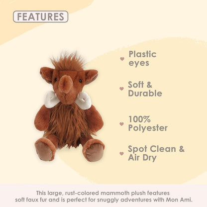 MON AMI Melvin the Mammoth Plush Stuffed Animal – 15”, Use as Toy/Nursery Décor, Pre-Historic Animals, for Kids of All Ages