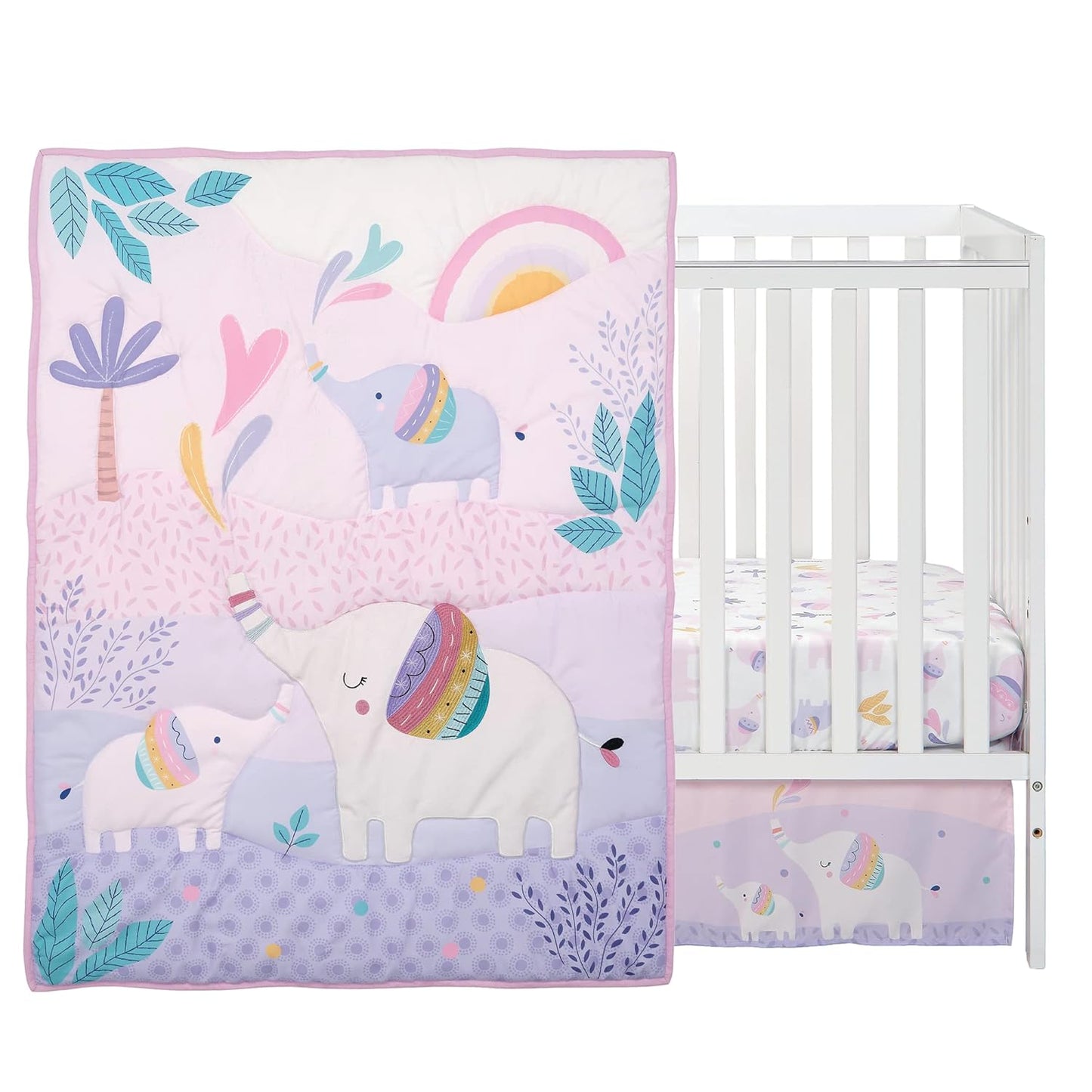 Bedtime Originals Elephant Dreams 3-Piece Pink Nursery Baby Crib Bedding Set