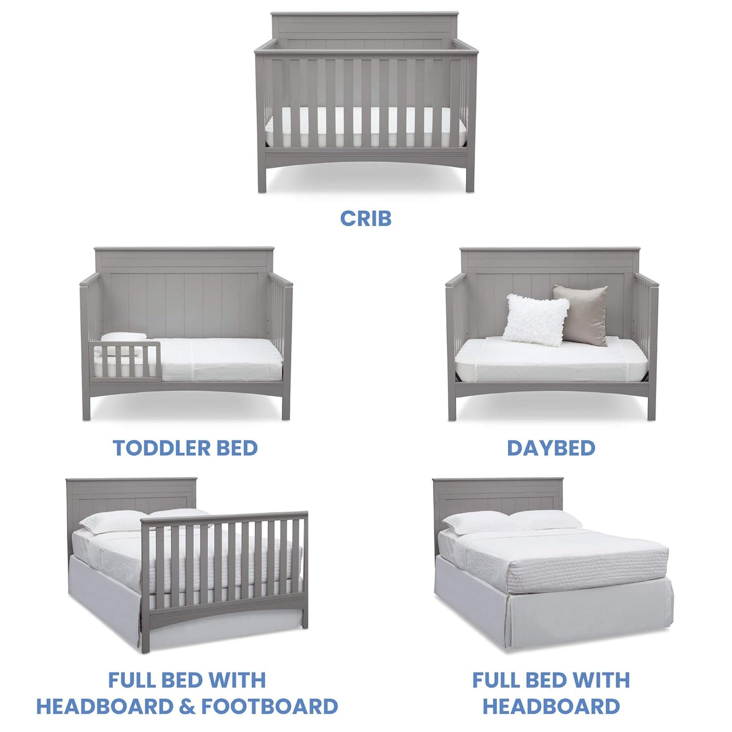 Delta Children Fancy 4-In-1 Crib, Bianca + Serta Perfect Slumber Dual Sided Recycled Fiber Core Crib and Toddler Mattress (Bundle)